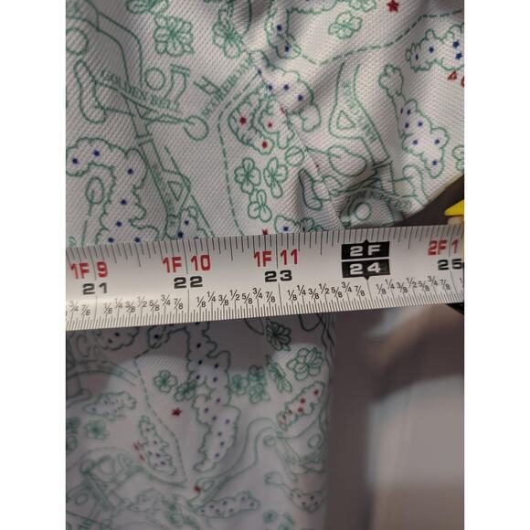 Golf Course Pattern Polo Shirt Men's Size XL White Green Athletic Short Sleeve - Picture 6 of 7